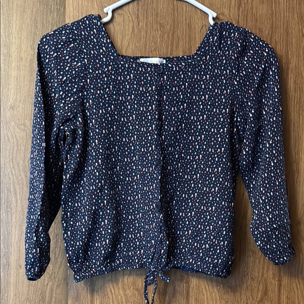 Girl’s Navy with Multicolored Pattern Top - Love Glam Girl